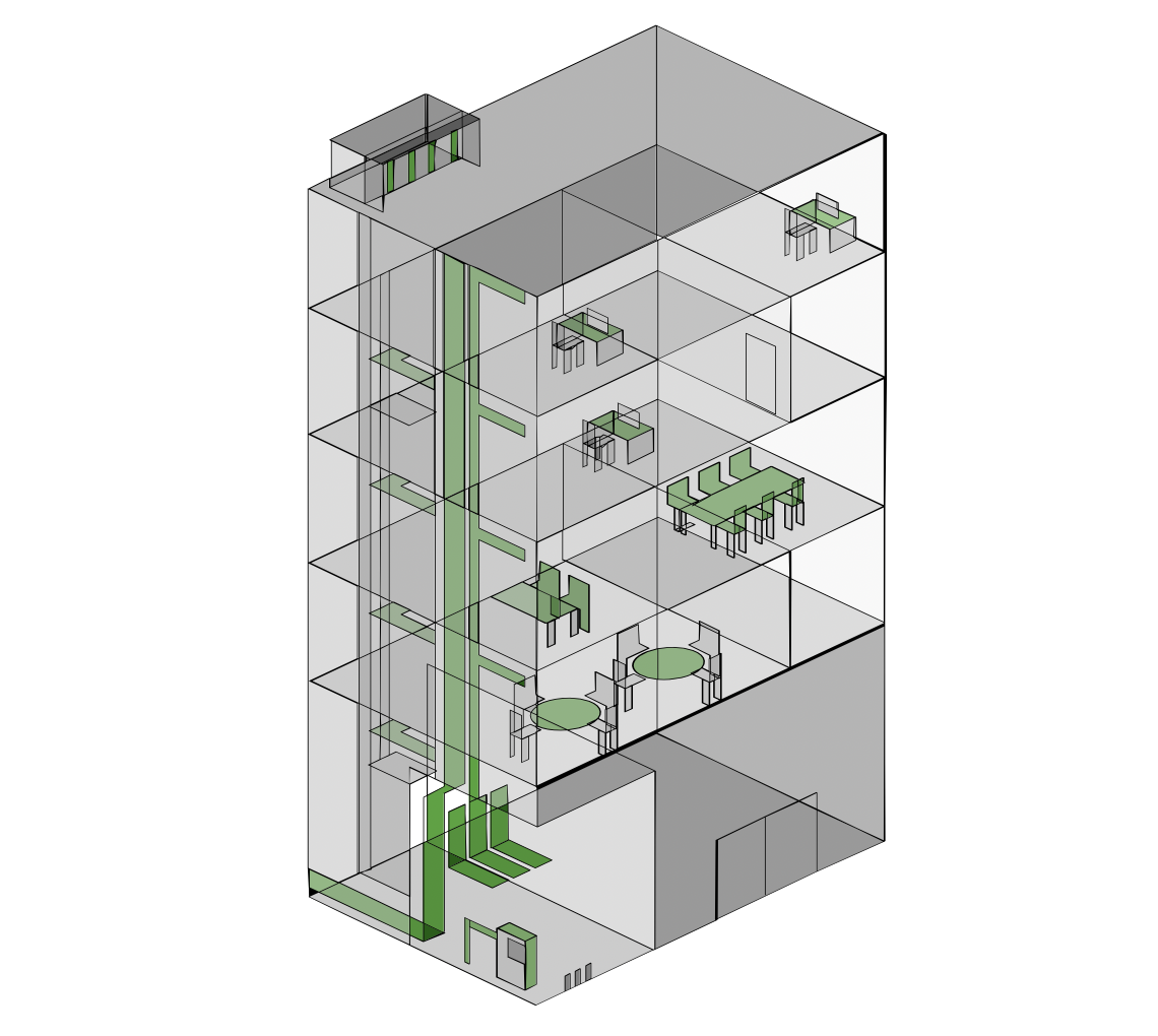 Facilities management planning screen used to coordinate a project